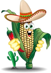 Printed kitchen splashbacks Draw Mais Pannocchia Messico Cartoon-Mexico Corn Cob-Vector