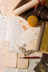 Old letters with various things