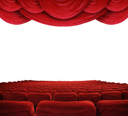 Kinosaal mit roten Vorhängen