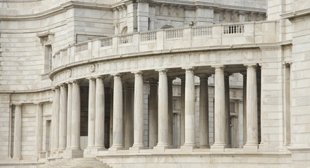 A gallery with beautiful pillars of Victoria Memorial Hall