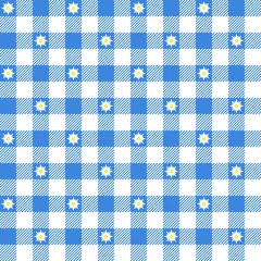 Seamless Pattern Check Blue/White Edelweiss Octoberfest © Jan Engel