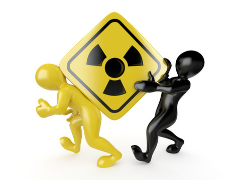 Two men with simbol of radiation
