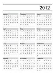 calendar 2012