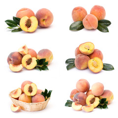 collection of fresh peach fruits