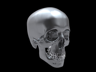 Chrome skull isolated on black