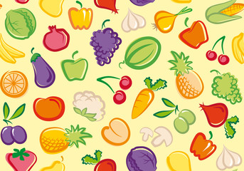 Seamless background with vegetables and fruit