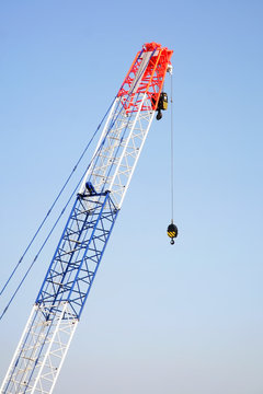 Construction crane with the hook