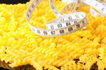 white tapeline on raw macaroni