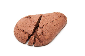 Drop shaped chocholate cookie cut in half