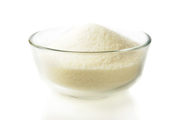 Sugar in a glass bowl