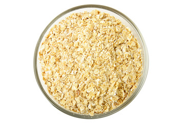dry oat grains in glass bowl