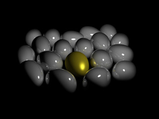 eggs isolated in black background