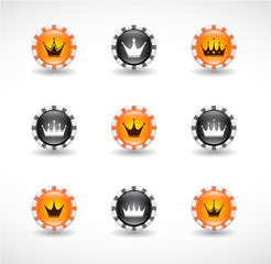 Buttons with crowns. Vector
