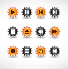 Buttons with media icons.