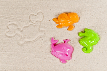 Colorful beach toy in shape of sea animal