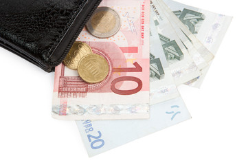 euro money background with coins and bills