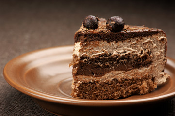 Homemade chocolate cake close-up