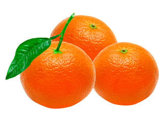 Mandarins isolated on white background