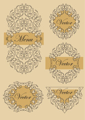 set victorian frames with butterfly