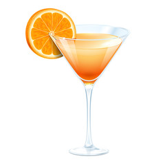 Orange cocktail in a glass for martini