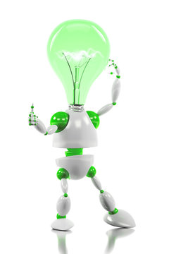 energy saving robot having a good idea concept