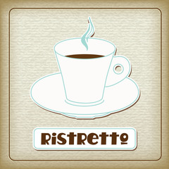 A cup of hot ristretto in the old cardboard. Vintage collection.