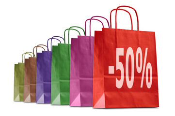 colored shopping bags with discount