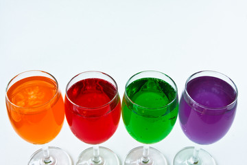 Glasses with colorful soda