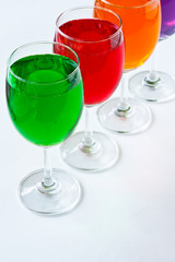 Glasses with colorful soda