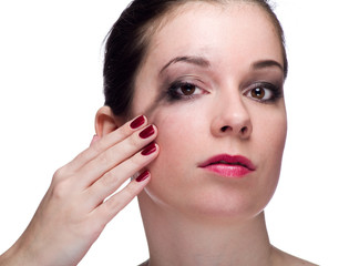Girl with smeared makeup