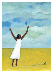 Fototapeta na wymiar woman prayng for water conceptual art