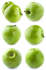 green apples collection Isolated on a white background