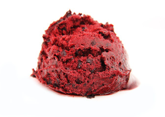 Blueberries ice cream scoop on white background