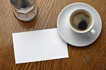 coffe cup drink and blank note card