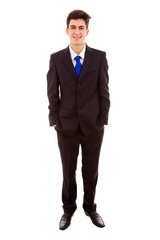 young business man full body isolated on white background