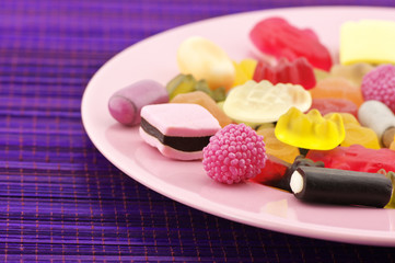 Assorted candy in plate