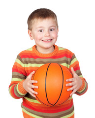 Funny child with a basketball