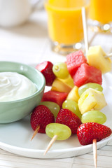 Fruit Skewers with Yogurt