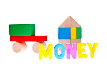 Dreams, family and life concepts from toy blocks