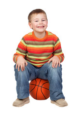 Funny child with a basketball