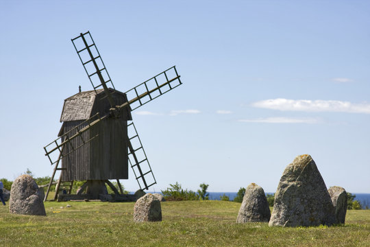 windmühle bei gettlinge in schweden auf öland