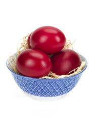 red eggs in a bowl