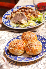 Uzbek national dish - plov with horse meat
