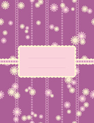 Violet scrapbook with pink and pale yellow flowers