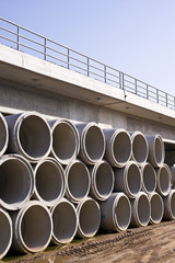 railway bridge and concrete pipe