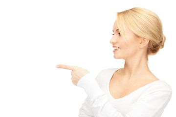 businesswoman pointing her finger