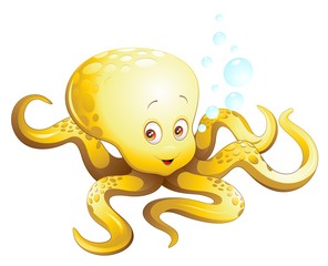 Polpo Cucciolo Cartoon-Little Octopussy-Vector