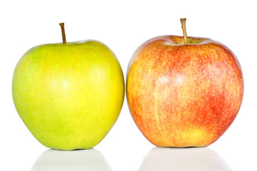 Green and red apples
