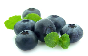 Ripe blueberry with mint