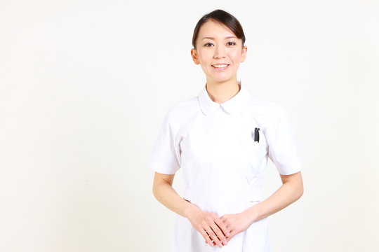 Japanese nurse smiles/微笑む日本人看護師